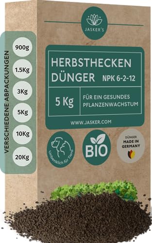 Bio Heckendünger 5 Kg - 100% Tierfreundlicher Pflanzendünger - Ideal als Dünger für Buchsbaum, Nadelbäume, Thuja Hecken - Viel Kalium & Magnesium für frischgrüne Blätter von JASKER'S