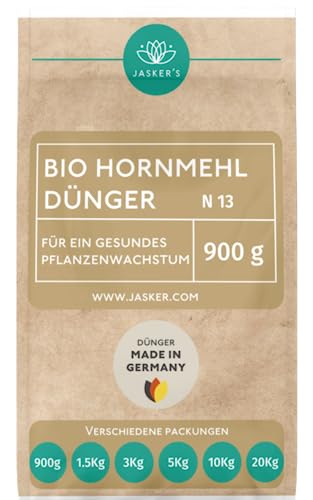Bio Hornmehl Dünger 0.9Kg - Hornmehl für Rasen & gegen Klee - 100% natürlich & ideal als Stickstoffdünger für Rasen - Ideal als Naturdünger & tierfreundlich von JASKER'S