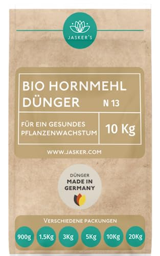 Bio Hornmehl Dünger 10Kg - Hornmehl für Rasen & gegen Klee - 100% natürlich & ideal als Stickstoffdünger für Rasen - Ideal als Naturdünger & tierfreundlich von JASKER'S