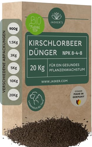 Bio Kirschlorbeer Dünger Langzeit 20 Kg - 100% Bio Heckendünger - Viel Kalium & Magnesium für frischgrüne Blätter - Organischer Dünger für Kirschlorbeer & Kirschlorbeerhecken von JASKER'S