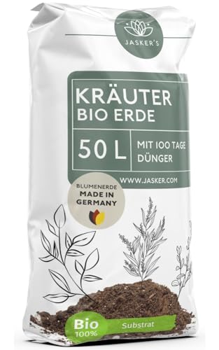 Bio Kräutererde 50 L - Erde für Kräuter - Kräuter Erde mit Startdünger für Kräuterpflanzen - Grow Erde - Pflanzenerde - Blumenerde für Kräuter - Anzuchterde für Stecklinge von JASKER'S