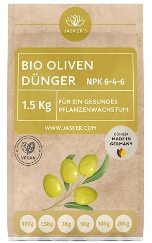 Bio Olivenbaum Dünger 1.5 Kg Langzeitdünger - 100% organischer Dünger für Olivenbaum - Mediterraner Dünger für Olivenbaum im Garten & Kübel - Olivenbaumdünger - Oliven Dünger von JASKER'S
