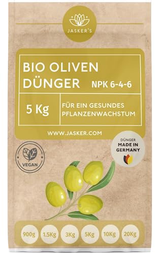 Bio Olivenbaum Dünger 5 Kg Langzeitdünger - 100% organischer Dünger für Olivenbaum - Mediterraner Dünger für Olivenbaum im Garten & Kübel - Olivenbaumdünger - Oliven Dünger von JASKER'S