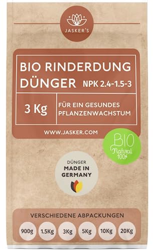 Bio Rinderdung Dünger 3Kg - Ideal als Naturdünger - 100% natürlich - Tierfreundlich von JASKER'S