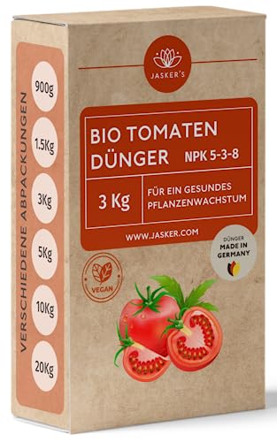 Bio Tomatendünger Langzeit 3 Kg - 100% Organischer Langzeitdünger mit Calcium & viel Kalium - Kalium Dünger - Bio Dünger Tomaten - Tomaten Dünger - Tomatendünger bio - Kaliumdünger von JASKER'S