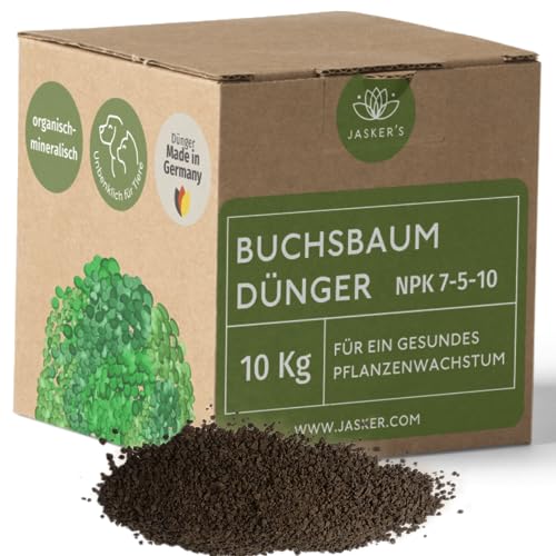 Buchsbaum Dünger 10 Kg - 100% Tierfreundlich - Ideal als Dünger für Buchsbaum Hecken - Viel Kalium & Magnesium für frischgrüne Blätter - Organischer Buchsbaumdünger Langzeitdünger von JASKER'S