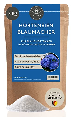 Hortensiendünger Blau 3 Kg Alaun - 100% Hortensienblau - Alaunpulver zum Blaufärben von Hortensien - Dünger Hortensien Blau - Hortensienblau mit Aluminiumsulfat - Blaudünger für blaue Hortensien von JASKER'S