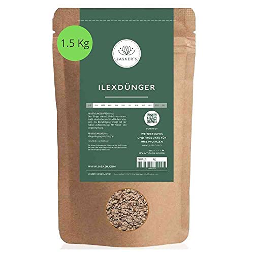 Ilexdünger 1.5 Kg | Perfekter Dünger Für Alle Ilexarten | Nährstoffreicher Langzeitdünger Für Ilex Pflanzen | Nährstoffreicher Ilex Dünger Mit Magnesium Für Frischgrünes Blattwerk von JASKER'S