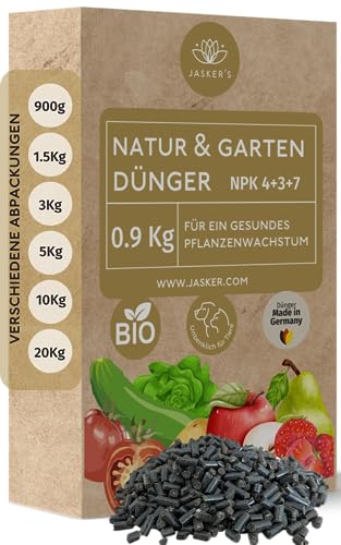 Bio Dünger 0.9 Kg - 100% Naturdünger & Universaldünger - Ideal als Veganer Dünger für Obst & Gemüse - Pflanzendünger mit viel Kalium & Magnesium - Organischer Volldünger - Bio Dünger Gemüse von JASKER'S