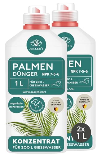 Palmendünger flüssig 2 L - 100% Schnelldünger - Flüssigdünger für Palmen & Hanfpalmen im Freiland & Haus - Spezialdünger - Dünger für Palmen - Grünpflanzen und Palmendünger von JASKER'S