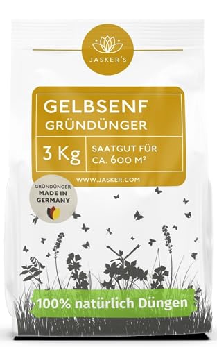 Senfsaat Gründüngung - Gelbsenf Gründüngung 3 Kg ca 600m²- Beliebter GRÜNDÜNGER SAMEN im Winter - Als Zwischenfrucht Gründung im Herbst - Senfsamen für magere Böden - Gründung Samen Senfsaat Gründüngung - Gelbsenf Gründüngung 3 Kg ca 600m²- Beliebter GRÜNDÜNGER SAMEN im Winter - Als Zwischenfrucht Gründung im Herbst - Senfsamen für magere Böden - Gründung Samen von JASKER'S
