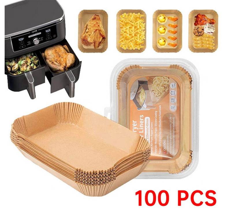 JASLIFE Backpapier 100 stk Backpapier für Heißluftfritteuse Airfryer Zubehör Ninja, Lebensmittelechtes Material, BPA-frei, fettfest & antihaft von JASLIFE