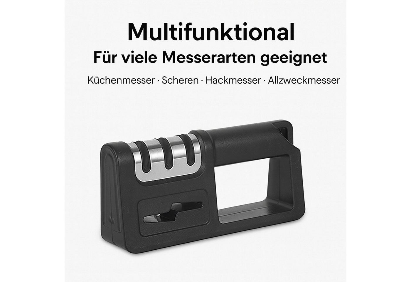 JASLIFE Messerschärfer 4-in-1 Manueller Messer- & Scherenschärfer mit 3-Stufen Schleifsystem, Für Messer und Scheren,Robust & langlebig von JASLIFE