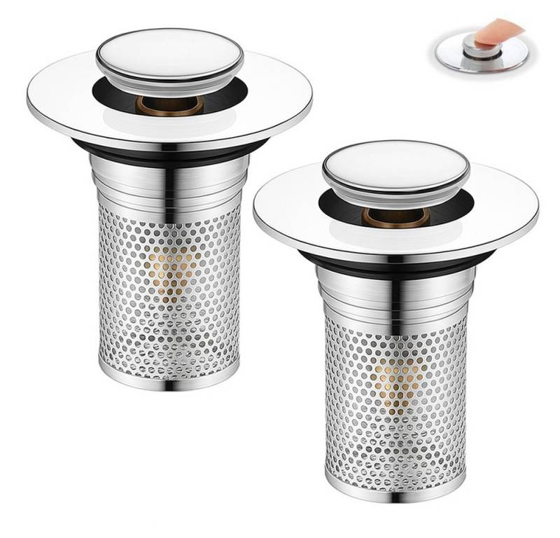 JASLIFE Waschbeckenstöpsel 2-in-1 Waschbeckenstöpsel mit Abflusssieb, (2 St) von JASLIFE