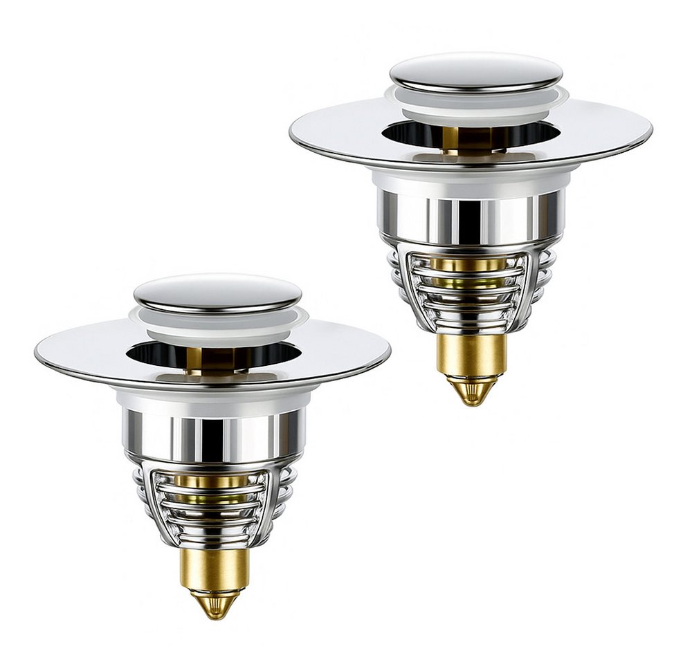 JASLIFE Waschbeckenstöpsel Pop Up Waschbeckenstöpsel 1er/2er Set, 32–40 mm, rostfrei & dicht, (2 St., Erhältlich als 1er oder 2er Set), Universell 32–40 mm, rostfrei, wasserdicht, mit Filtereinsatz von JASLIFE