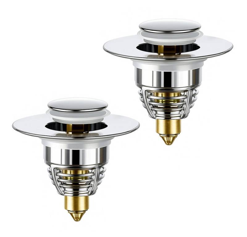 JASLIFE Waschbeckenstöpsel Pop Up Waschbeckenstöpsel 1er/2er Set, 32–40 mm, rostfrei & dicht, (2 St., Erhältlich als 1er oder 2er Set), Universell 32–40 mm, rostfrei, wasserdicht, mit Filtereinsatz von JASLIFE