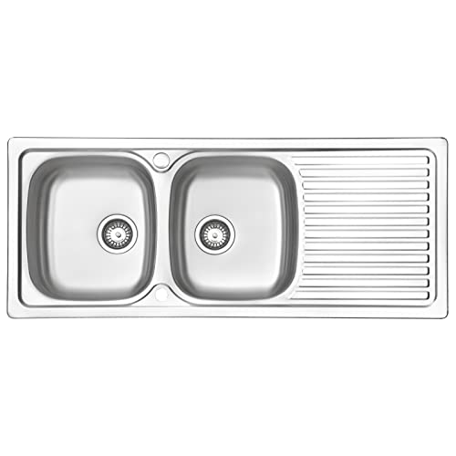 JASSFERRY Edelstahl Einbauspüle Küchenspüle 2 Becken mit umkehrbarer Abtropffläche 1200 x 500 mm von JASSFERRY