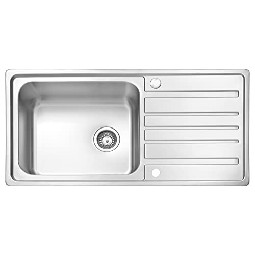 JASSFERRY Edelstahl Küchenspüle 1 Becken 100 x 50 cm, Reversible Einbauspüle mit Siphon-Ablauf und Überlaufgarnitur von JASSFERRY