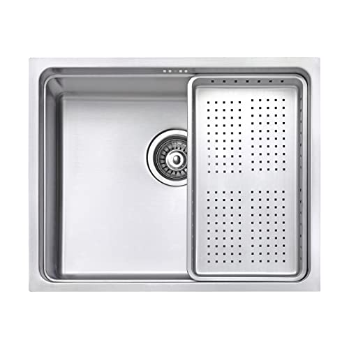 JASSFERRY Edelstahl Küchenspüle 1 Becken Unterbau, Unterbauspüle 540x440mm mit Überlauf, Geschirrständer von JASSFERRY