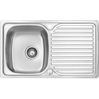 JASSFERRY Küchenspüle 1 Becken Einsatz, 800 x 480 mm Umkehrbarem Abtropffläche Waschbecken aus Edelstahl Einbau mit Abfallsieb von JASSFERRY
