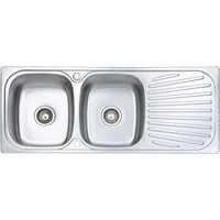 JASSFERRY Küchenspüle 2 Becken Einsatz, 1180 x 480 mm Umkehrbarem Abtropffläche Waschbecken Edelstahl Einbau mit Abfallsieb von JASSFERRY