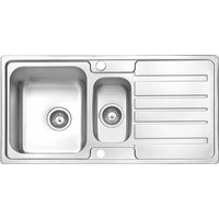 Küchenspüle 1,5 Becken Einsatz, 970 x 500 mm Umkehrbarem Abtropffläche Waschbecken aus Edelstahl mit Abfallsieb - Jassferry von JASSFERRY