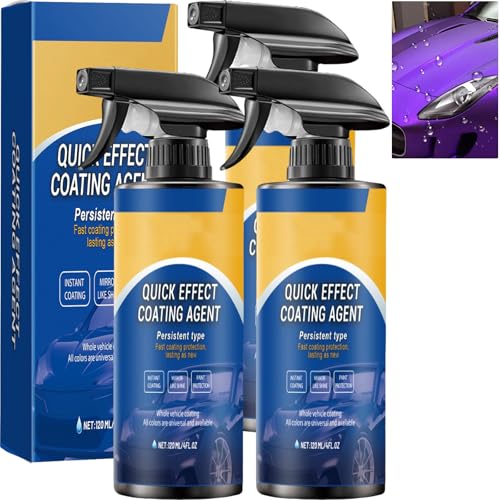 Advanced Car Quick-Acting Coating Agent Spray, 3 in 1 Ceramic Coating, Waterless Wash Scratch Polish, High Protection Quick Effect Coating for Motorcycles, Sealant Wax with Hydrophobic (3Pcs) von JASUBAI