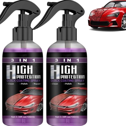 Boomi 3-in-1 Ceramic Car Coating Spray - High Protection Nano Anti-Scratch Formula with Fast Wax Polish, Multi-Functional Coating Renewal Agent, Rayhong Spray for All Vehicle (2 Stück) von JASUBAI