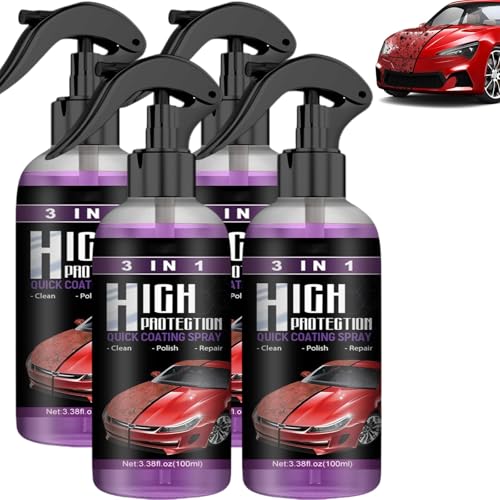 Boomi 3-in-1 Ceramic Car Coating Spray - High Protection Nano Anti-Scratch Formula with Fast Wax Polish, Multi-Functional Coating Renewal Agent, Rayhong Spray for All Vehicle (4Stück) von JASUBAI