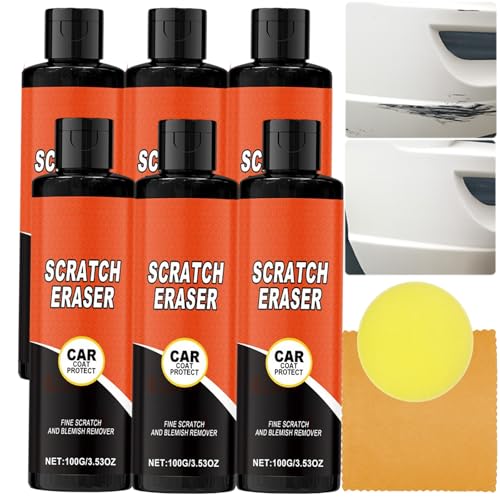 Car Scratch Remover Kit für tiefe Kratzer, 3 in 1 Scratch & Swirl Eraser Paste mit Schwamm & Wipes, Auto Paint Repair Wax für alle Autos, Black Trim & Plastic - Polieren & Restaurator (6pcs) von JASUBAI