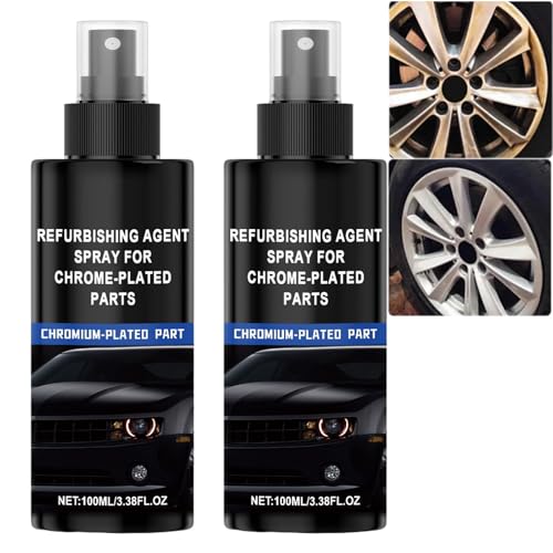 Chrom-Reparaturmasse Metalloberflächenreiniger - Rekonditionierungsmittelspray für verchromte Teile, Autolackierspray zur Wiederherstellung des Glanzes, Polierreiniger & Kratzerentferner (2PCS) von JASUBAI