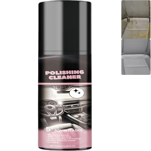 Deep Cleaning Car Polish Spray, Auto-Innenreiniger für Armaturenbrett, Leder-Gummi, entfernen hartnäckige Flecken, Fett Schmutz, Allzweck-Innenraum Detailer Agent (1 Stück) von JASUBAI