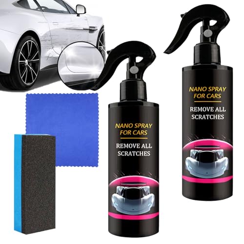 Fluxfade Nano-Autospray, Nano-Autokratzer-Entferner-Spray, 3-in-1-Keramikbeschichtung & Politur für tiefe Kratzer, Lackreinigung, Schnellreparatur-Wachs-Set, Hitzeschutz & Vogelkot-Reiniger (2PCS) von JASUBAI