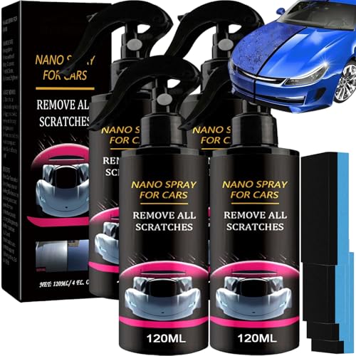 Fluxfade Nano Car Spray, Shine Nexa 3 In 1 ceramic Coating Spray, Scratch Repair Wax Polish, Paint Restorer, Rayhong Multi Functional Coating Renewal Agent, Nano Synthetic Sealant (4Stück) von JASUBAI