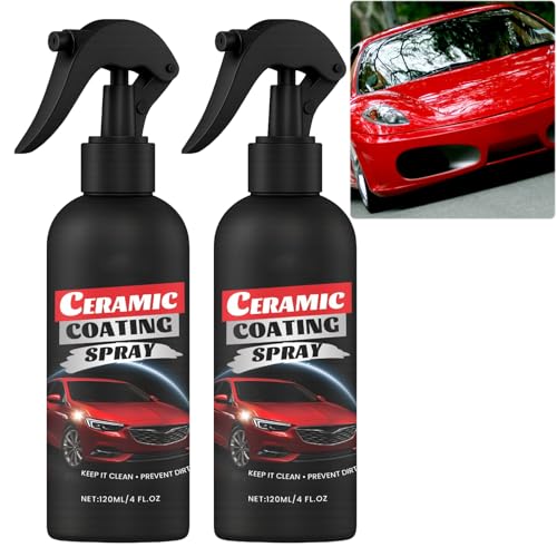 Keramik-Spray für Autos, 3-in-1-Schnelleffekt-Beschichtungsmittel, schnell wirkende, hochschützende, hydrophobe Politur, Autowachs-Politur & wasserloses Waschspray, Scheibenwaschflüssigkeit (2PCS) von JASUBAI