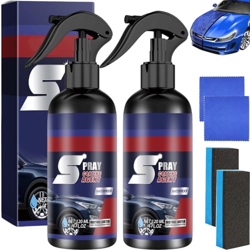 Moonlitcat 3-in-1 Car Polish & Nano Coating Spray - Scratch Remover, Multi Functional Coating Renewal Agent Spray, Car Scratch Repair Wax, Ceramic Protection & Paint Renewal for All Vehicles (2 Stück) von JASUBAI