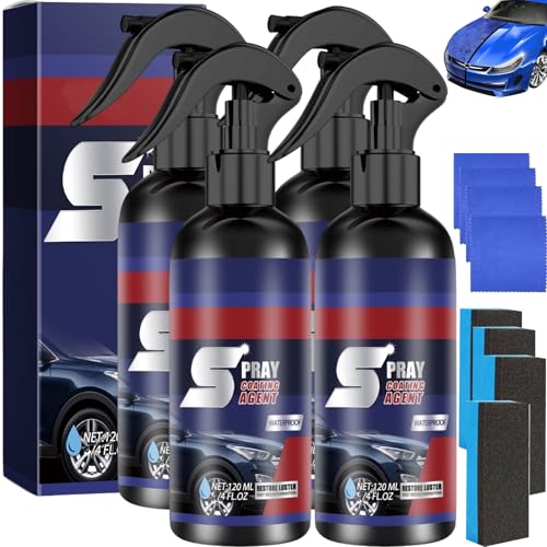 Moonlitcat 3-in-1 Car Polish & Nano Coating Spray - Scratch Remover, Multi Functional Coating Renewal Agent Spray, Car Scratch Repair Wax, Ceramic Protection & Paint Renewal for All Vehicles (4Stück) von JASUBAI