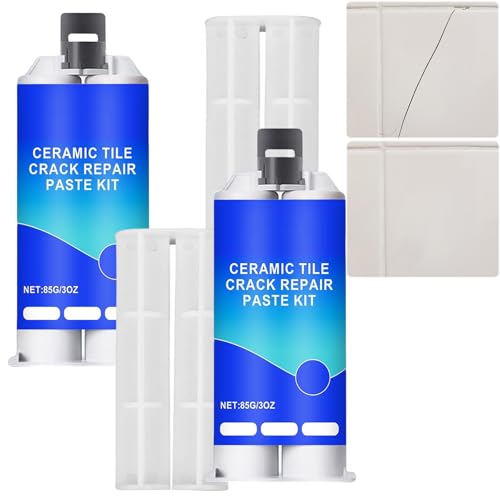 Multifunktionaler wasserfester Reparaturkleber, Keramikfliesen-Reparaturset für Arbeitsplatten, Marmor, Bodenfliesen und Wände | Risse, Späne, Löcher Fix, unsichtbar, starke Bindung (2PCS) von JASUBAI