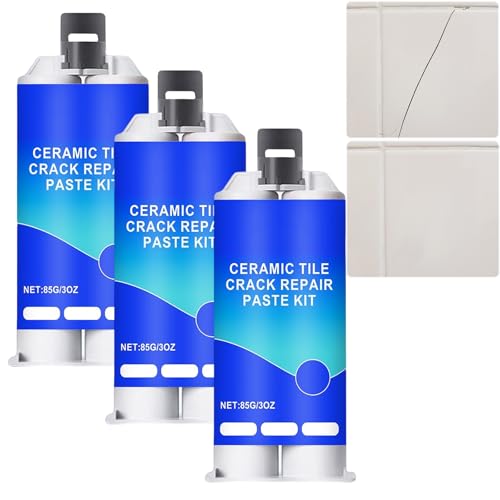 Multifunktionaler wasserfester Reparaturkleber, Keramikfliesen-Reparaturset für Arbeitsplatten, Marmor, Bodenfliesen und Wände | Risse, Späne, Löcher Fix, unsichtbar, starke Bindung (3PCS) von JASUBAI