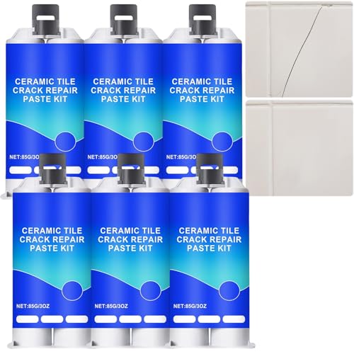 Multifunktionaler wasserfester Reparaturkleber, Keramikfliesen-Reparaturset für Arbeitsplatten, Marmor, Bodenfliesen und Wände | Risse, Späne, Löcher Fix, unsichtbar, starke Bindung (6PCS) von JASUBAI
