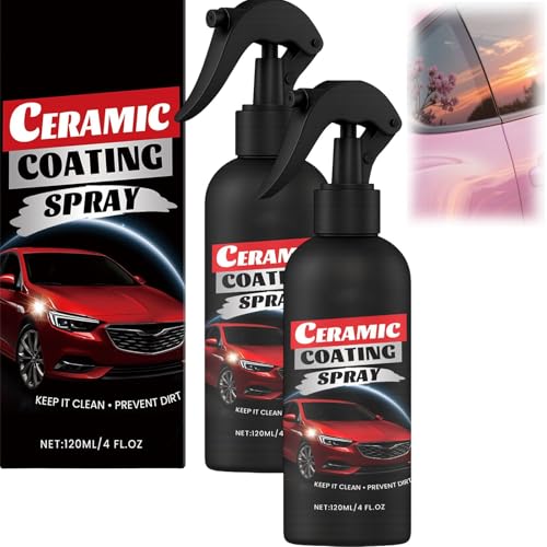 Nano Synthetic Ceramic Spray Coating for Cars, hydrophobe Dichtungsmasse, Hochglanzpolitur & lang anhaltender Lackschutz, wasserloses Waschwachs, Quick Detailer Spray Agen (2 Stück) von JASUBAI