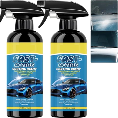 Quick Effect Car Coating Spray, 3 in 1 Waterless Wash Wax Polish, keramisches Beschichtungsmittel für Kratzschutz, multifunktionaler Auto-Kratzer-Entferner, Ölfilm-Glasreiniger (2 Stück) von JASUBAI