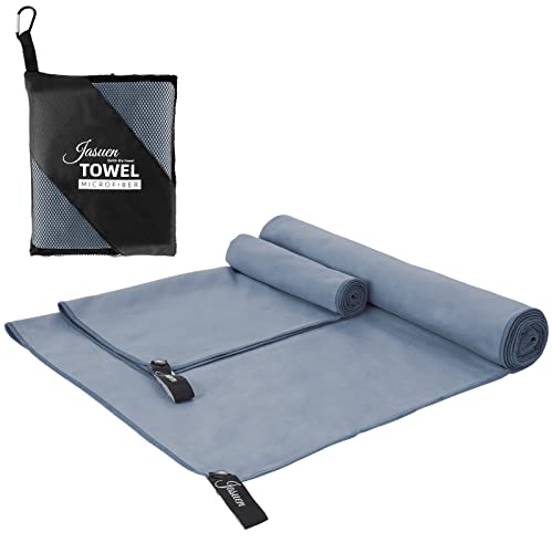 JASUEN Mikrofaser Handtuch Set-(180x80cm Groß Badetuch+80x40cm Keine Handtüch) Schnelltrocknend Reisehandtuch Sporthandtuch Outdoor Handtuch Strandtuch Saunatuch XXL (Dunkelgrau) von JASUEN
