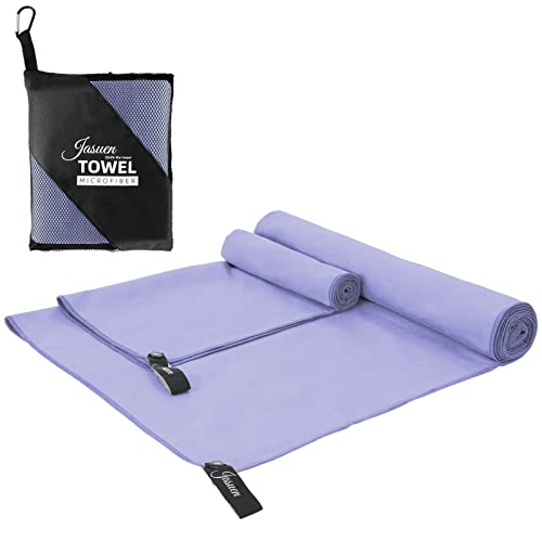 JASUEN Mikrofaser Handtuch Set-180x80cm+80x40cm Microfaser Handtücher for Sporthandtuch Reisehandtuch Outdoor Handtuch Strandtuch 2 Stück (180x80cm+80x40cm, Purple) von JASUEN