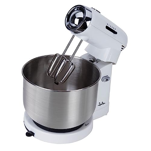 Jata MZ670 Knetmaschine und Mixer mit Edelstahlschüssel, 3,5 l, 5 Geschwindigkeiten, drehbare Basis, zum Anpassen der Schüssel, 2 Spiralen zum Kneten und 2 Mischstäbchen von Jata