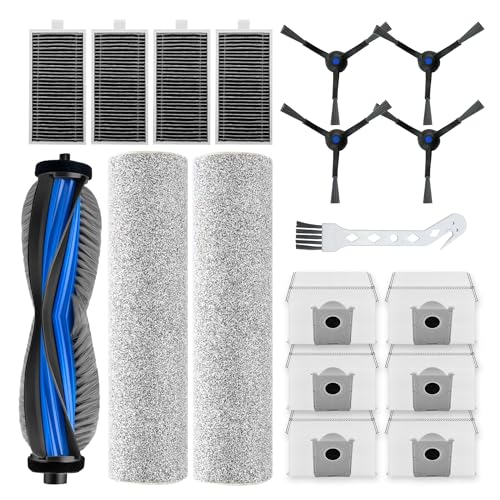 Kompatibles Ersatzteile-Set für Ecovacs Deebot X8 Pro Omni/X8 Omni–18-teilig:1 Hauptbürste,2 Wischwalzen,6 Staubbeutel,4 HEPA-Filter,4 Seitenbürsten,1 Reinigungswerkzeug von JATCWBO