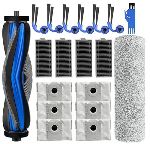 Kompatibles Ersatzteile-Set für Ecovacs Deebot X9 Pro Omni/X9 Pro Roboter-Staubsauger–19-teilig:1 Hauptbürste,1 Wischrolle,6 Staubbeutel,4 HEPA-Filter,6 Seitenbürsten (X9 Pro Omni / X9 Pro Zubehör) von JATCWBO