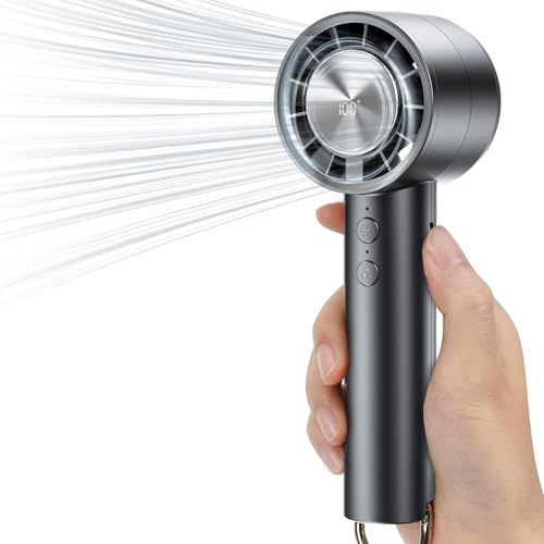 JATEKA Handventilator, Tragbarer USB Hand Fan Rechargeable mit 5 Geschwindigkeiten, Cooling Mini Ventilator, Mini Personal Electric Fan 4000mAh Power Bank Small Quiet For Travelling Camping Outdoor von JATEKA