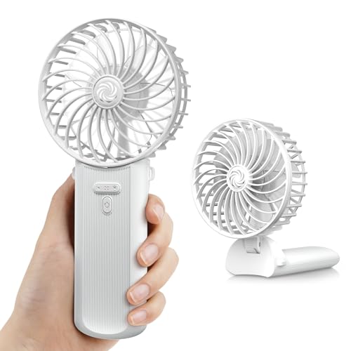 Handventilator Hand Ventilator Klein, Faltbarer USB Mini Fan Akku Ladbar 4 Geschwindigkeiten, Tragbarer Ventilator Rechargeable Tischventilator Portable Fan für Büro&Outdoor&Reisen&Camping - Weiß von JATEKA