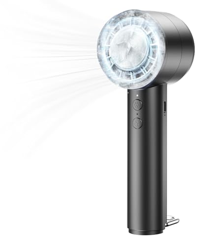 JATEKA Handventilator mit 4000mAh Akku – Wiederaufladbar mit Eiskompressenfunktion & 5 Windstufen Ideal zur Kühlung beim Sport für Smartphones, Reisen, Büro & Zuhause von JATEKA